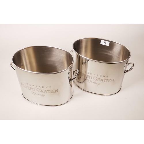 73 - A pair of chrome plated 'Alfred Gratien' champagne buckets, 9½