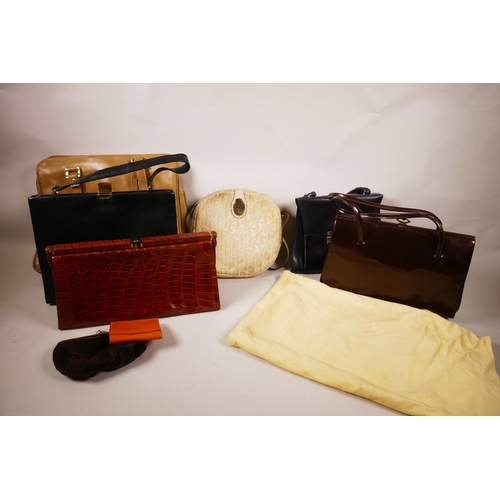 A box of circa fifteen vintage handbags and purses from the 1950s