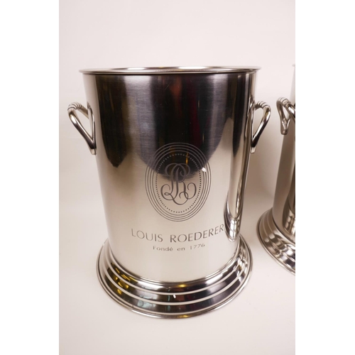 54 - A pair of chromium plated Louis Rocherer two handled champagne coolers, 8½