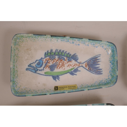 15 - A set of four Honiton pottery fish plates, mark to base, 10