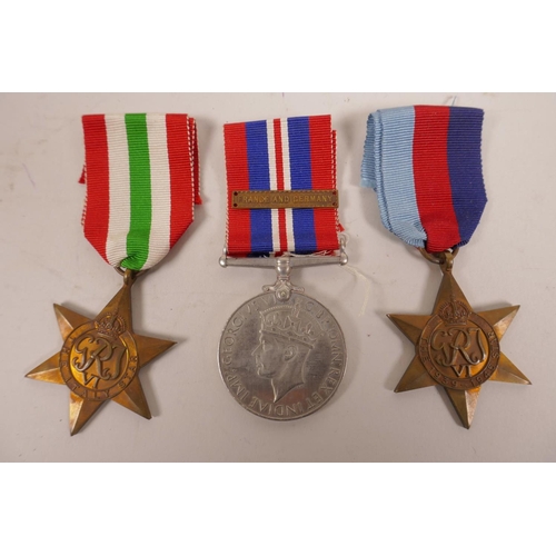 22 - Six WWII 1939-45 war medals; 'The Atlantic Star', 'The Italy Star', 'The Burma Star', 'The Africa St... 