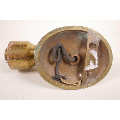 39 - A pair of brass wall lights, with bronze hands clasping the torcheres, 6