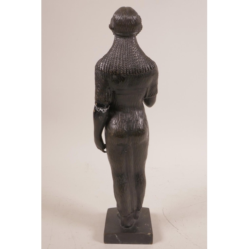 42 - A cast bronze figurine of a classical maiden, 10½