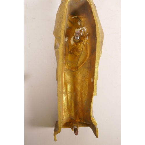 59 - A gilt bronze figure of a cardinal, mounted on a bracket,  18