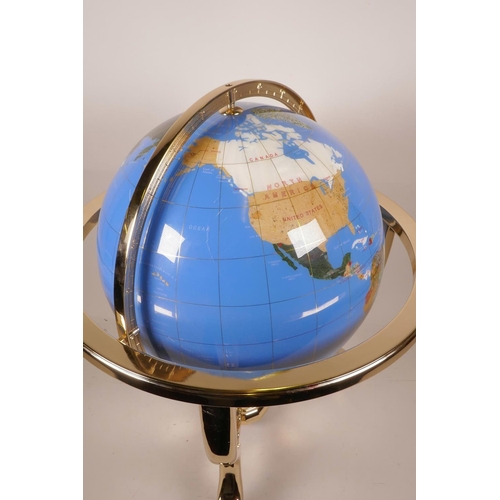 14 - A composition and specimen stone terrestrial globe, 19½