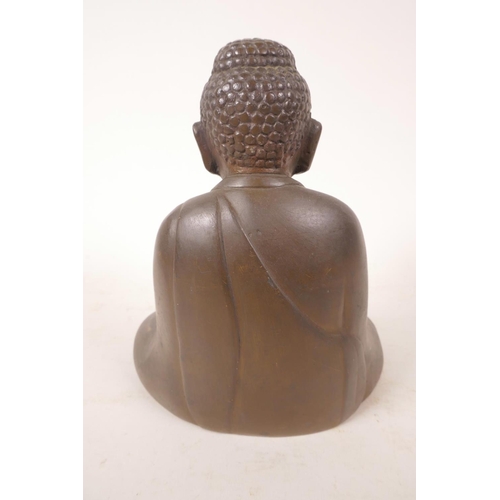 51 - A well cast bronze Buddha, 6½