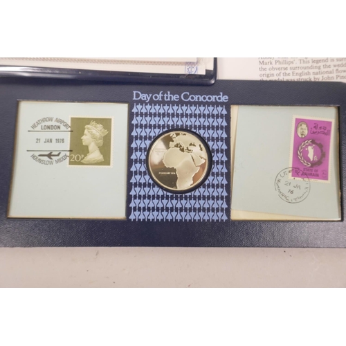 66 - Three collector's first day covers with medallions, Michelangelo's 500th anniversary, Concorde first... 