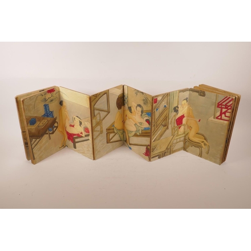 69 - A Chinese printed concertina book depicting erotic scenes, 7