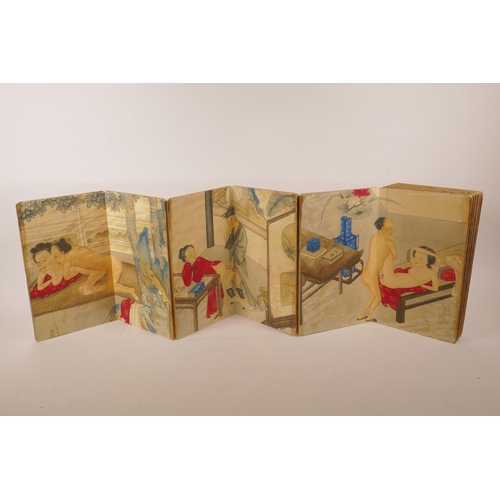 69 - A Chinese printed concertina book depicting erotic scenes, 7