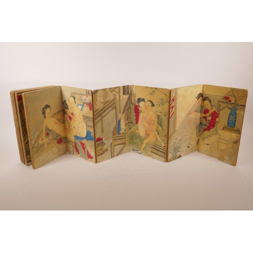 69 - A Chinese printed concertina book depicting erotic scenes, 7