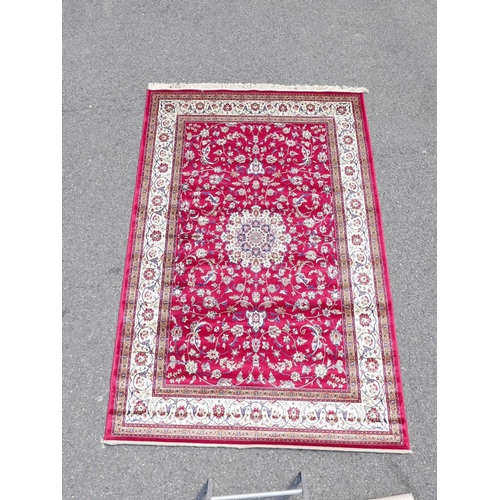 1170 - Red ground Kashmir rug with traditional Shabaz medallion design, 60