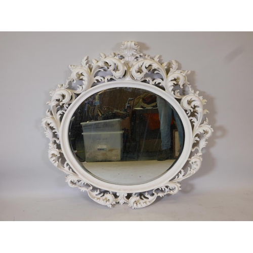 1177 - A painted composition Florentine style wall mirror with bevelled glass plate, 44