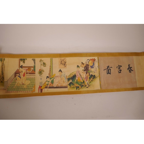 13 - A Chinese printed scroll depicting erotic scenes, 81