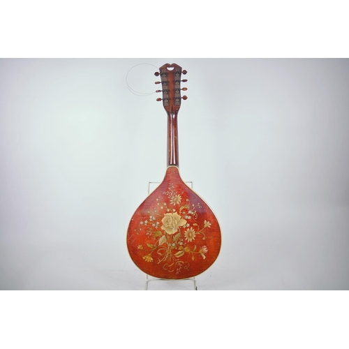 1 - A vintage flat back mandolin with rosewood finger board and floral painted decoration, 24