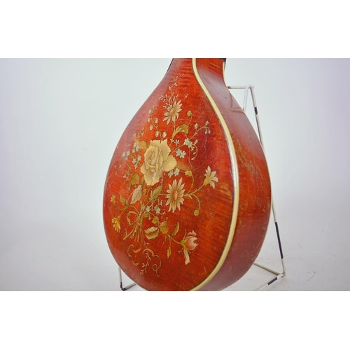 1 - A vintage flat back mandolin with rosewood finger board and floral painted decoration, 24