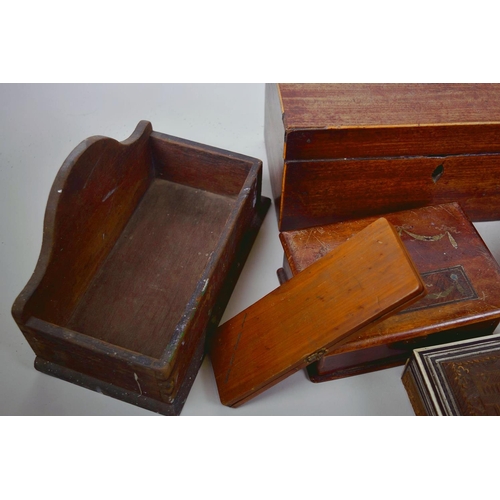 14 - A collection of vintage and antique boxes including a mahogany tea caddy etc