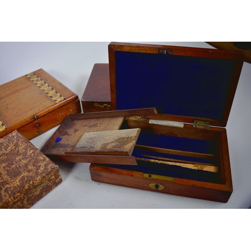 14 - A collection of vintage and antique boxes including a mahogany tea caddy etc