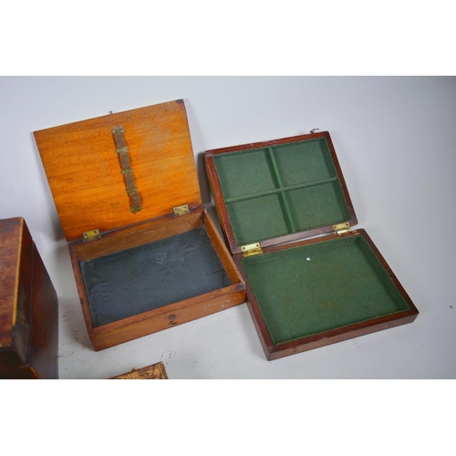 14 - A collection of vintage and antique boxes including a mahogany tea caddy etc