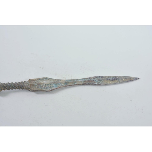 5 - A Chinese bronze short sword with verdigris patina, 14