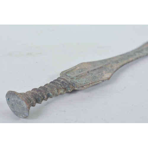 5 - A Chinese bronze short sword with verdigris patina, 14