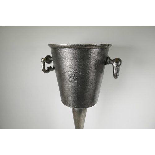 21 - A cast aluminium pedestal ice bucket, 31