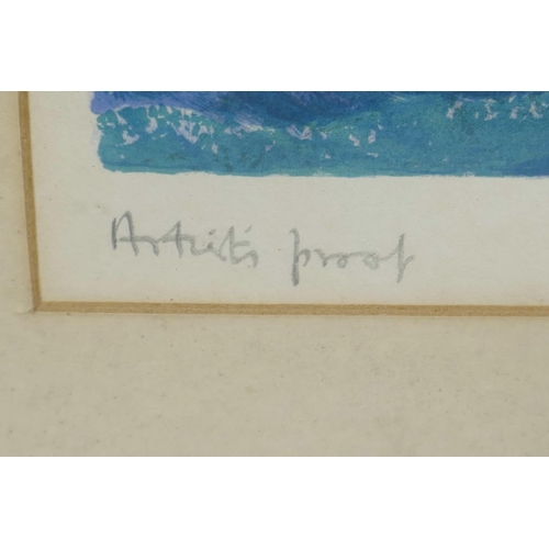 819 - Alex Packham, artist's proof, colour print of a racing yacht, signed, 22