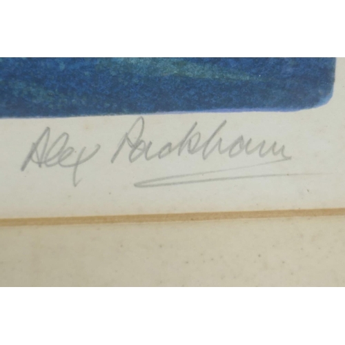 819 - Alex Packham, artist's proof, colour print of a racing yacht, signed, 22