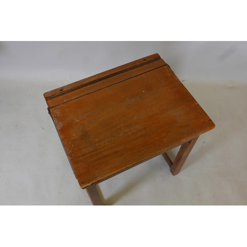 1840 - An early C20th child's pine school desk, 22