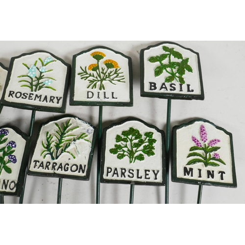 1 - A set of twelve painted iron herb garden labels, 11½