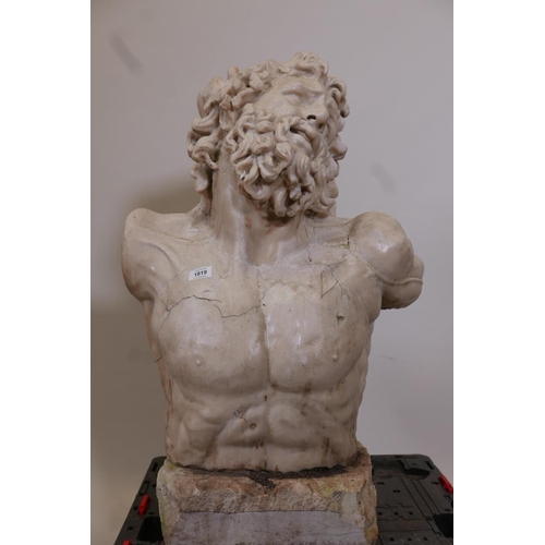 1819 - A reconstituted  marble bust of Laocoon, after the original sculpture 'Laocoon and his sons' on disp... 