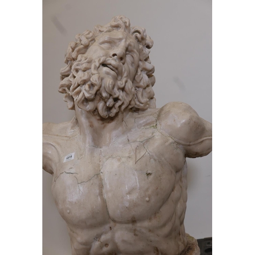 1819 - A reconstituted  marble bust of Laocoon, after the original sculpture 'Laocoon and his sons' on disp... 