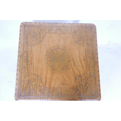 1823 - An oriental brass inlaid occasional table on cabriole legs, 22