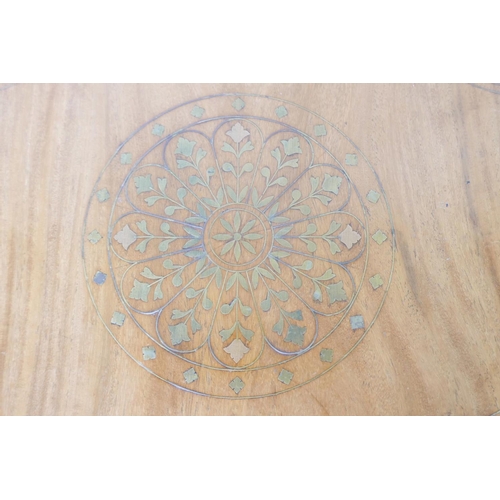 1823 - An oriental brass inlaid occasional table on cabriole legs, 22