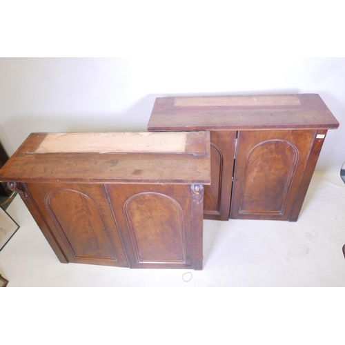 1835 - A pair of Victorian mahogany bookcases with arched doors, A/F, 39