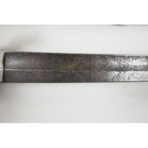 24 - A mid C19th trooper's sword in steel scabbard, by E. James of London, 40