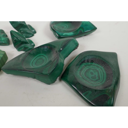 37 - A quantity of carved malachite including three frogs etc, largest 4½