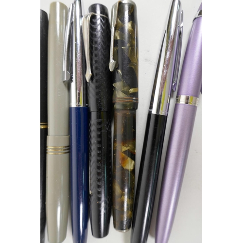 47 - Ten fountain pens including vintage Parker, Rex, Abbe