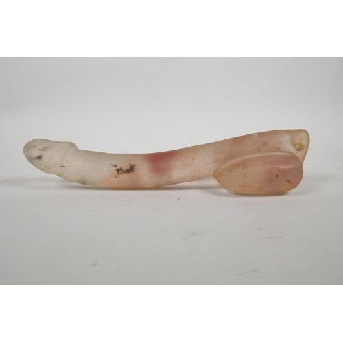 69 - A pink moulded glass phallus, 12