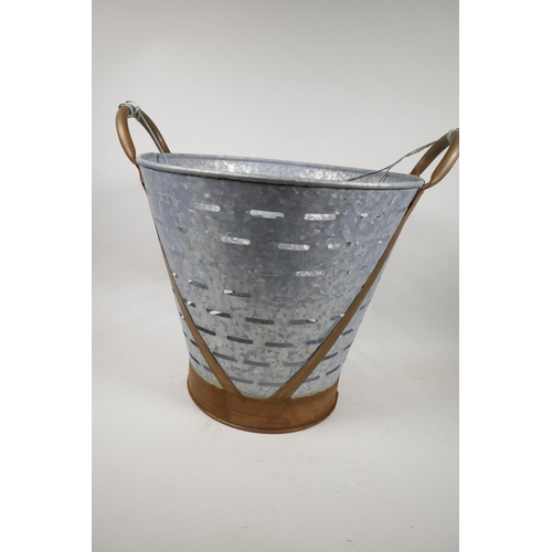 7 - A galvanised olive bucket, 14