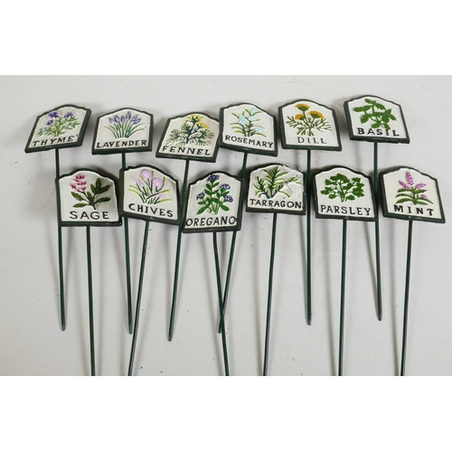 1 - A set of twelve painted iron herb garden labels, 11½