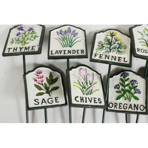 1 - A set of twelve painted iron herb garden labels, 11½