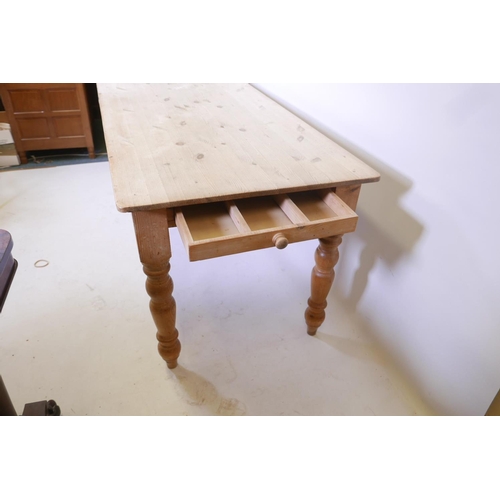 1849 - A pine farmhouse style scullery table with a single drawer to end, 69½” x 31