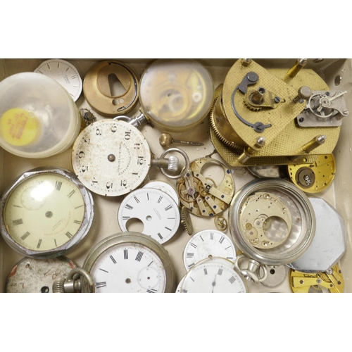 19 - A box of pocket watch movements and cases etc