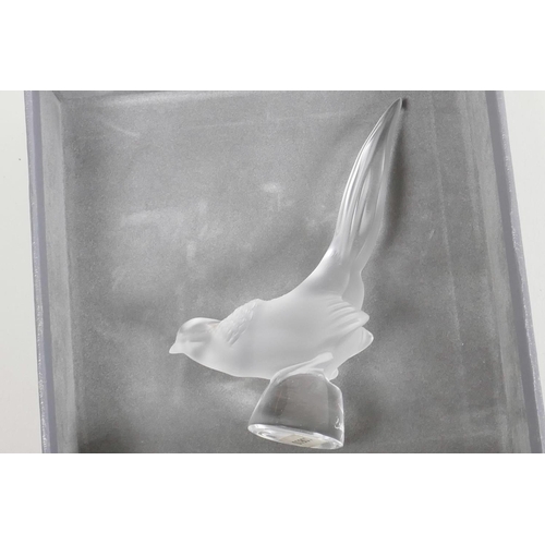 14 - A Lalique frosted and clear glass figurine of a pheasant, 4