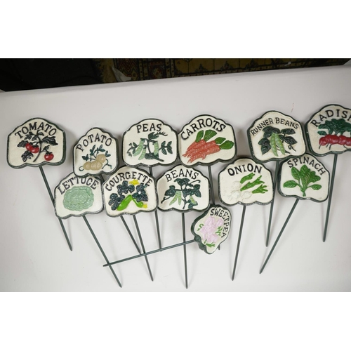 2 - A set of twelve painted iron vegetable markers, 5