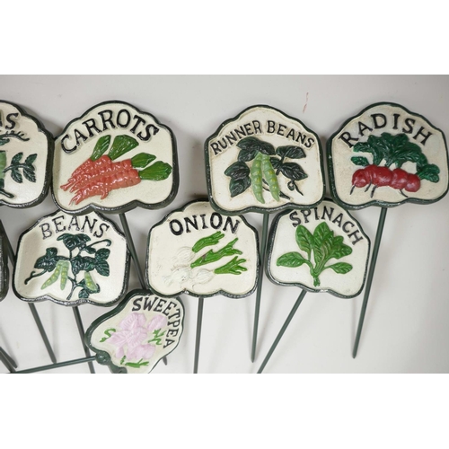 2 - A set of twelve painted iron vegetable markers, 5