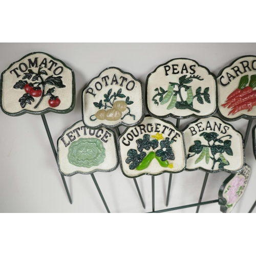 2 - A set of twelve painted iron vegetable markers, 5