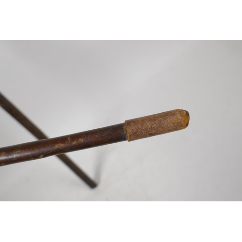 50A - A leather bound riding crop and another similar, longest 26