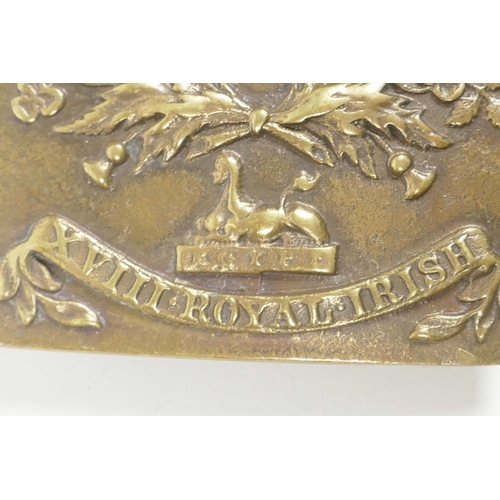 57 - A bronze buckle from the 18th Royal Irish Foot Regiment, 3½” long