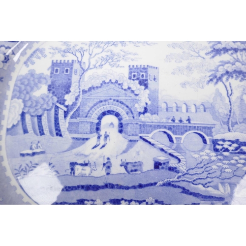 59 - A large Spode 'Castle' pattern platter, 19